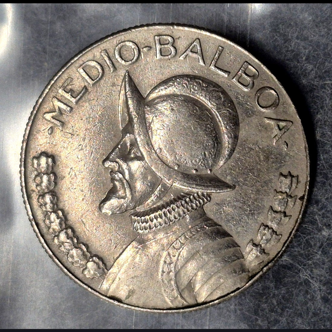 1973 Panama Medio Balboa 1/2 Balboa Vasco Nunez de Balboa 1st Year Clad KM12b XF