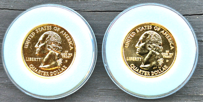 2004 D Iowa and 2004 D Wisconsin 24k Gold Plated State Quarters in Capsules