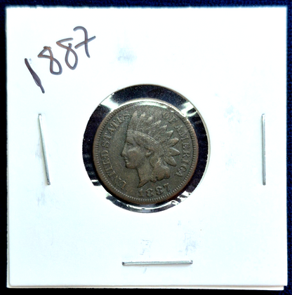 1887 Indian Head Cent Penny, F+/VF Features, LIBERTY, Receive Coin Pictured 1C