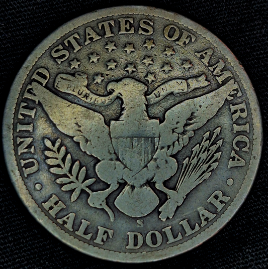 1909 S Barber Half Dollar 90% Silver Strong VG Features Full Motto 50C