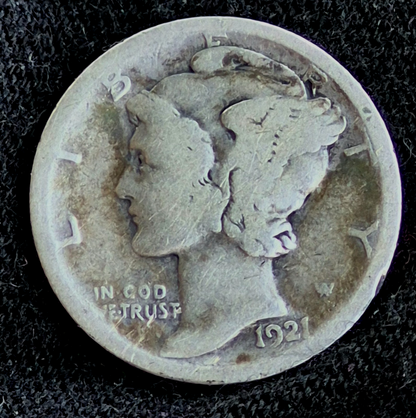 🔥 Rare 1921-D Mercury 90% SILVER Dime  2nd Lowest Mintage VG+ Features