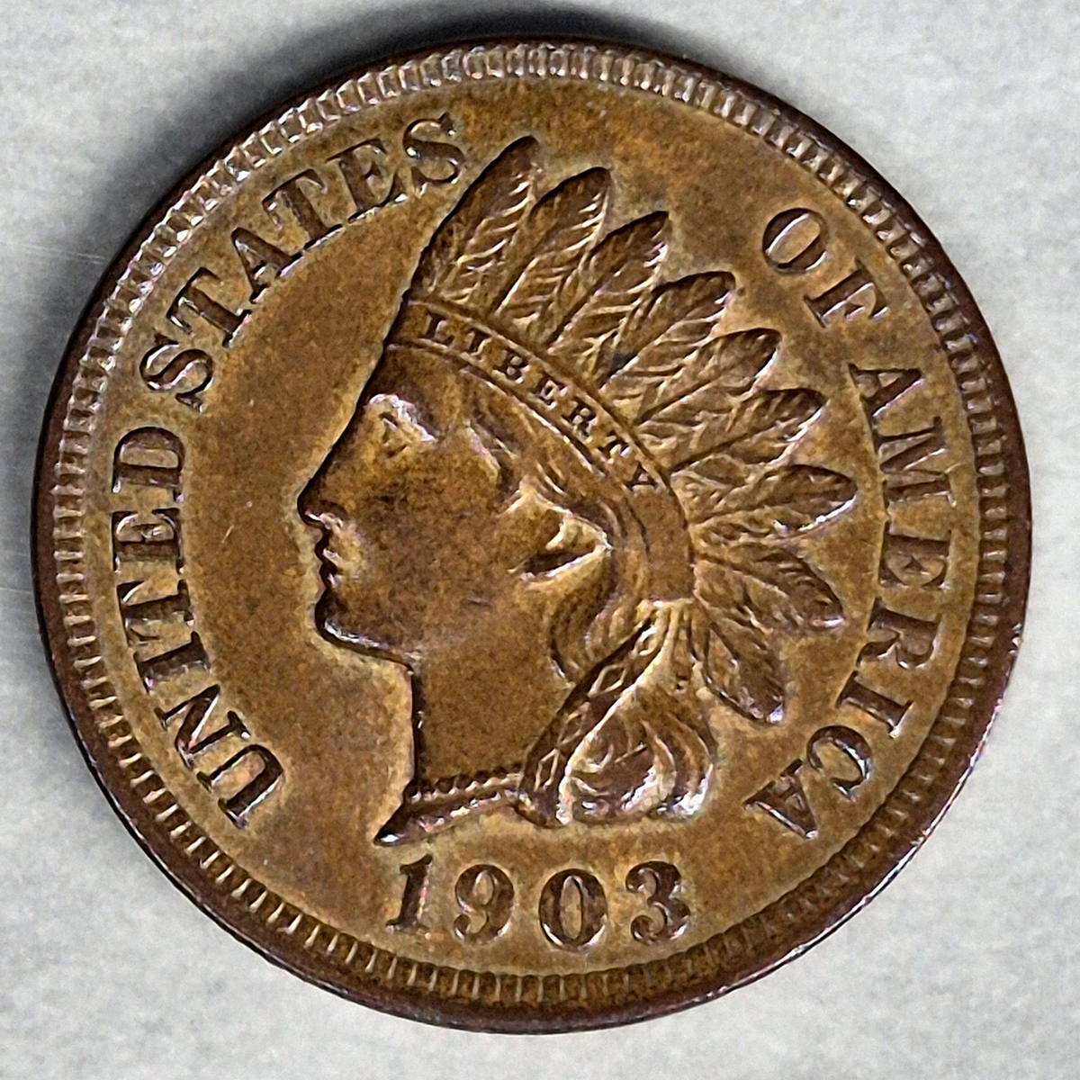 1903 Indian Head Cent Penny 1C Uncirculated BU Brown Full LIBERTY & Diamonds