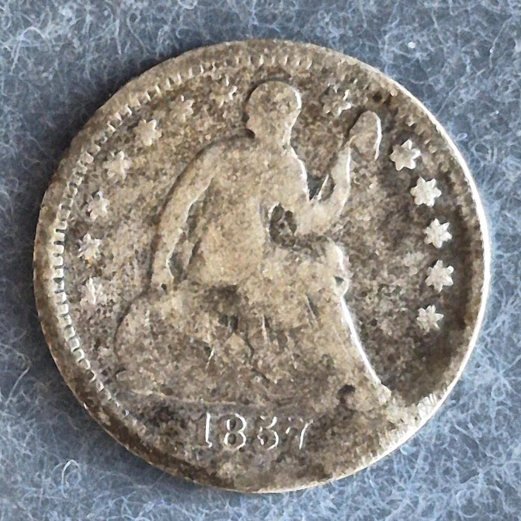 1857 Seated Liberty Half Dime H10C Good 90% Silver Philadelphia Pre-Civil War