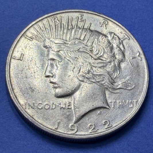 1922-D Peace Silver Dollar $1 XF Extremely Fine 90% Silver Marks Denver Toned