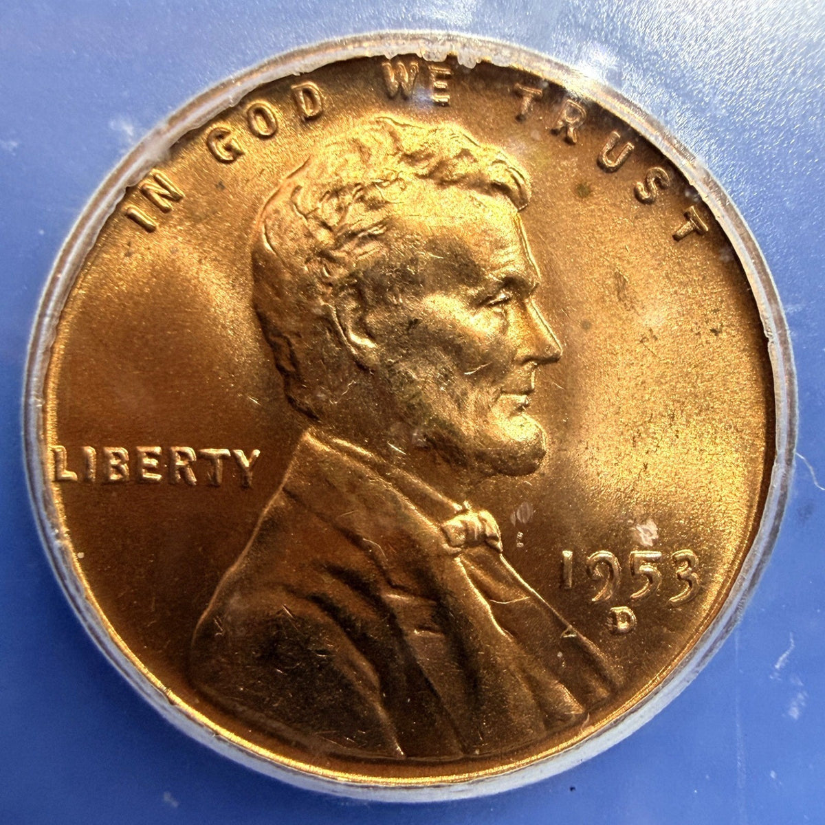 1953-D Lincoln Wheat Cent ICG MS65 RD Full Red Denver Mint Penny Certified Coin