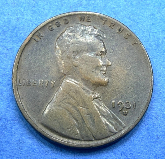 1931 D Lincoln Wheat Cent 1C XF Extremely Fine SEMI-KEY Date Low Mintage Penny