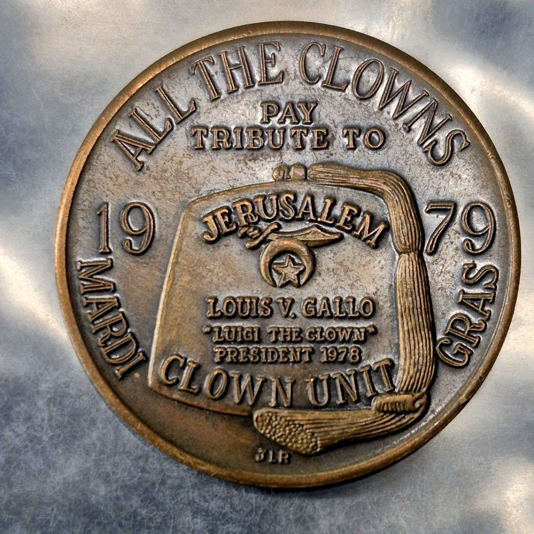 1979 Mardi Gras Jerusalem Temple Shriners Clown Unit Luigi Low Mintage MS Bronze