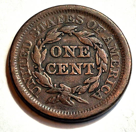 1851 Braided Hair Large Cent Above Average Very Fine Features Variant N2 1C