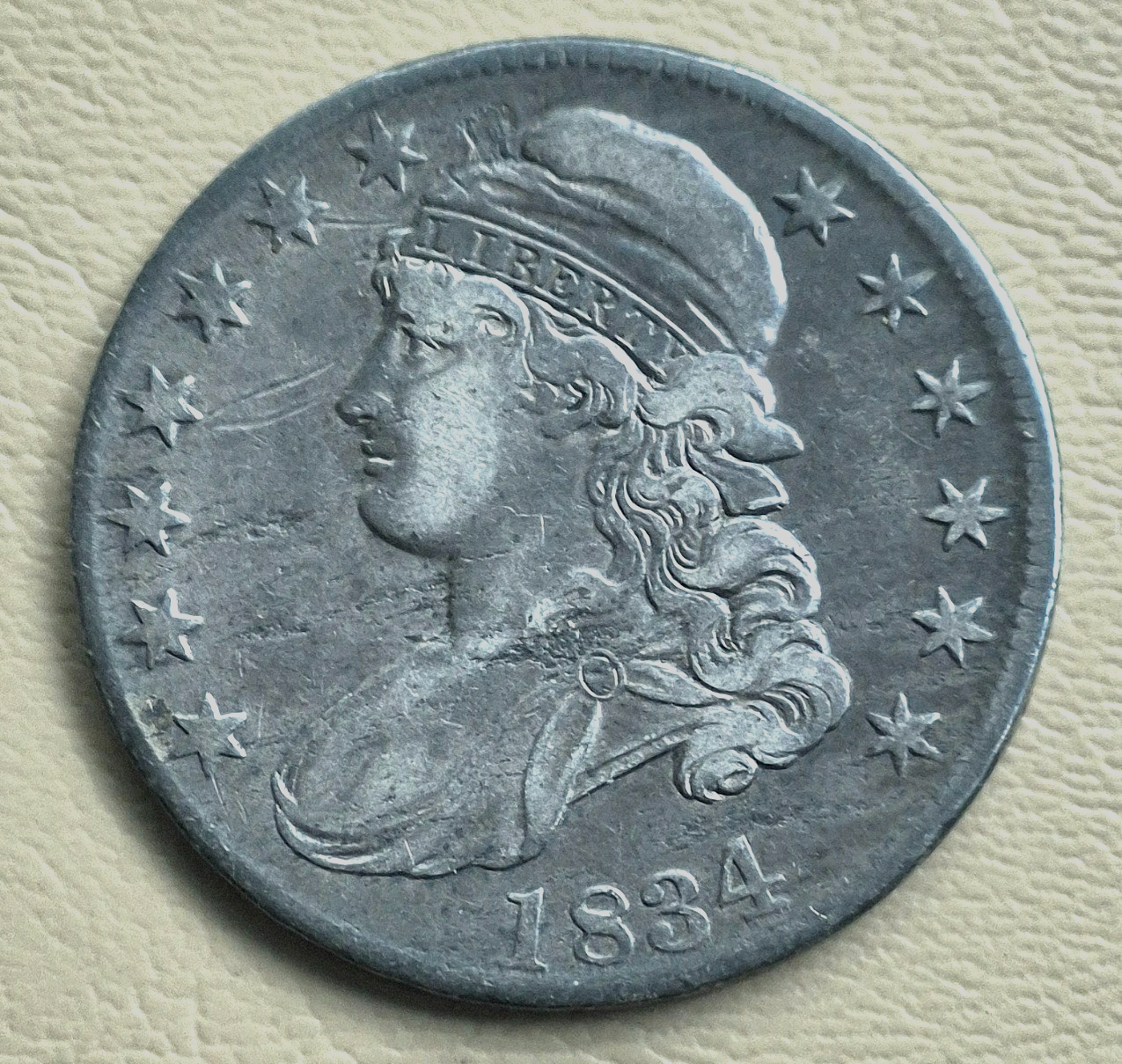 1834 Cap Bust Half Dollar Full Letter Edge Large Letter Large Date XF Features