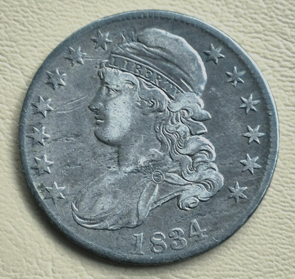 1834 Cap Bust Half Dollar Full Letter Edge Large Letter Large Date XF Features