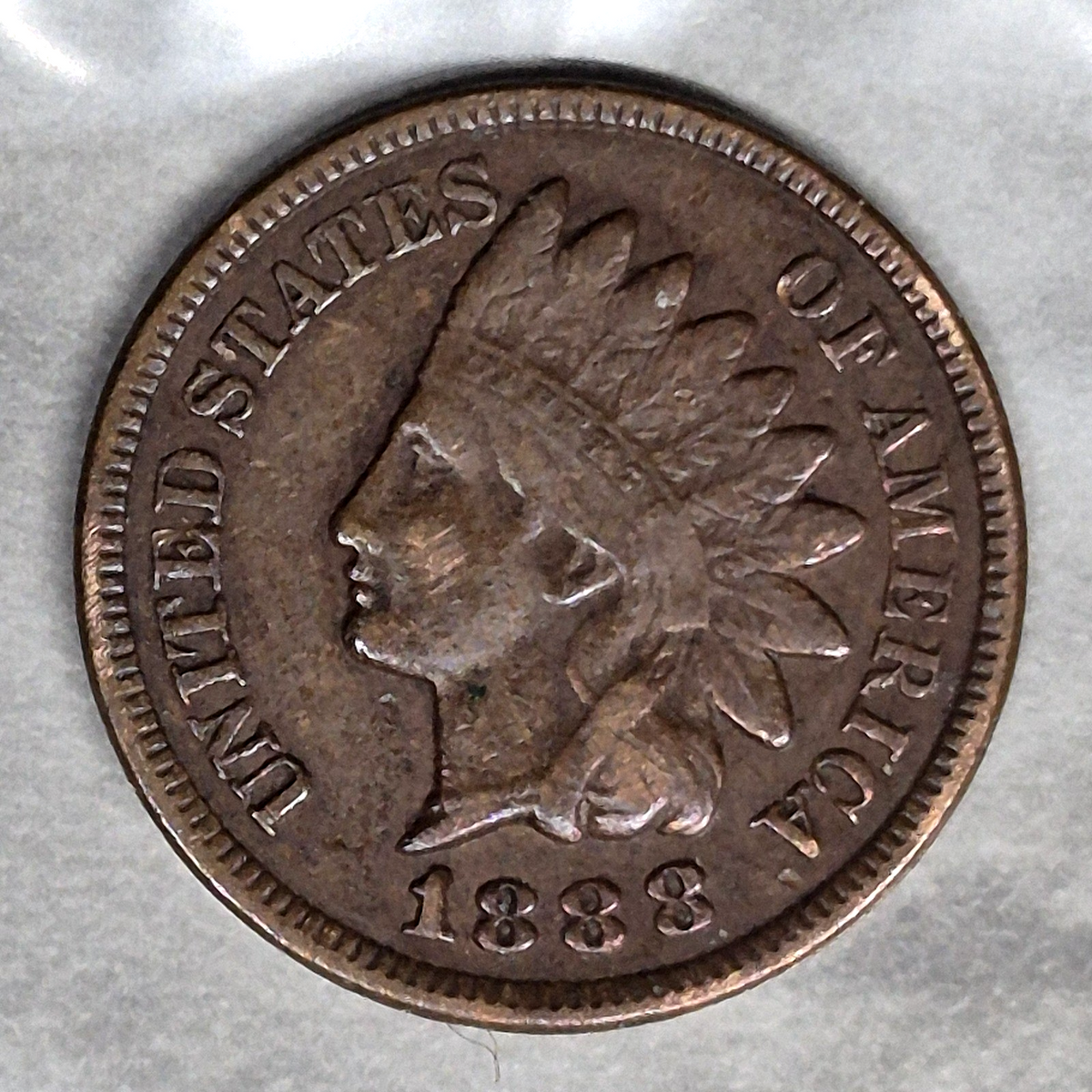 1888 Indian Head Cent Penny 1C Fine+ Bold Date Full Rims 19th Century US Coin