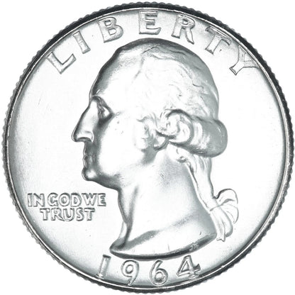 1964 P ⭐️ Washington Quarter BU UNCIRCULATED 90% SILVER ⭐️ Bright Shiny Coin