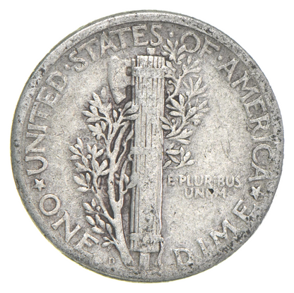 G-VG+ 1927-P Mercury 90% SILVER Dime Average Circulated Condition