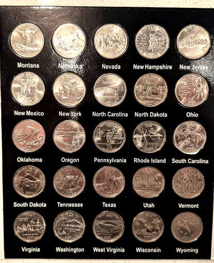 US STATE QUARTER SET P & D MINTS WITH ALBUMS, 1999 THRU 2008. 100 UNC QUARTERS