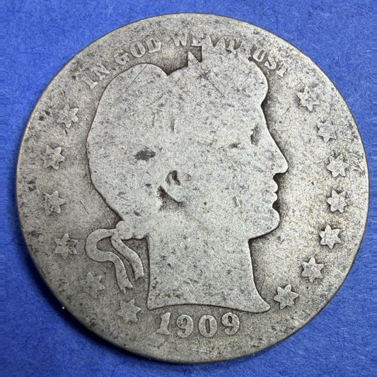 1909-D Barber Quarter 25C VG Very Good Denver Mint 90% Silver US Coin