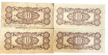 (4) 1942 Japanese Government Ten (10) Centavos WWII Philippines Occupation Money