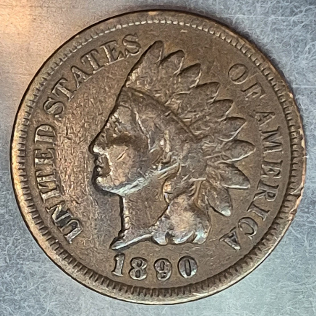1890 Indian Head Cent Penny 1C VG Very Good Bronze Antique 19th Century US Coin
