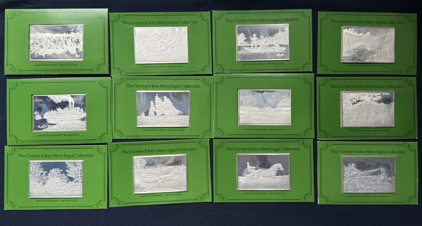33.33 ozt .999 Fine Silver The Currier & Ives Silver Ingots 1038.G Franklin Mint