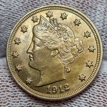 1912 LIBERTY "V" NICKEL Strong MS+ Features , With Coppery/Bronze/Rose Toning