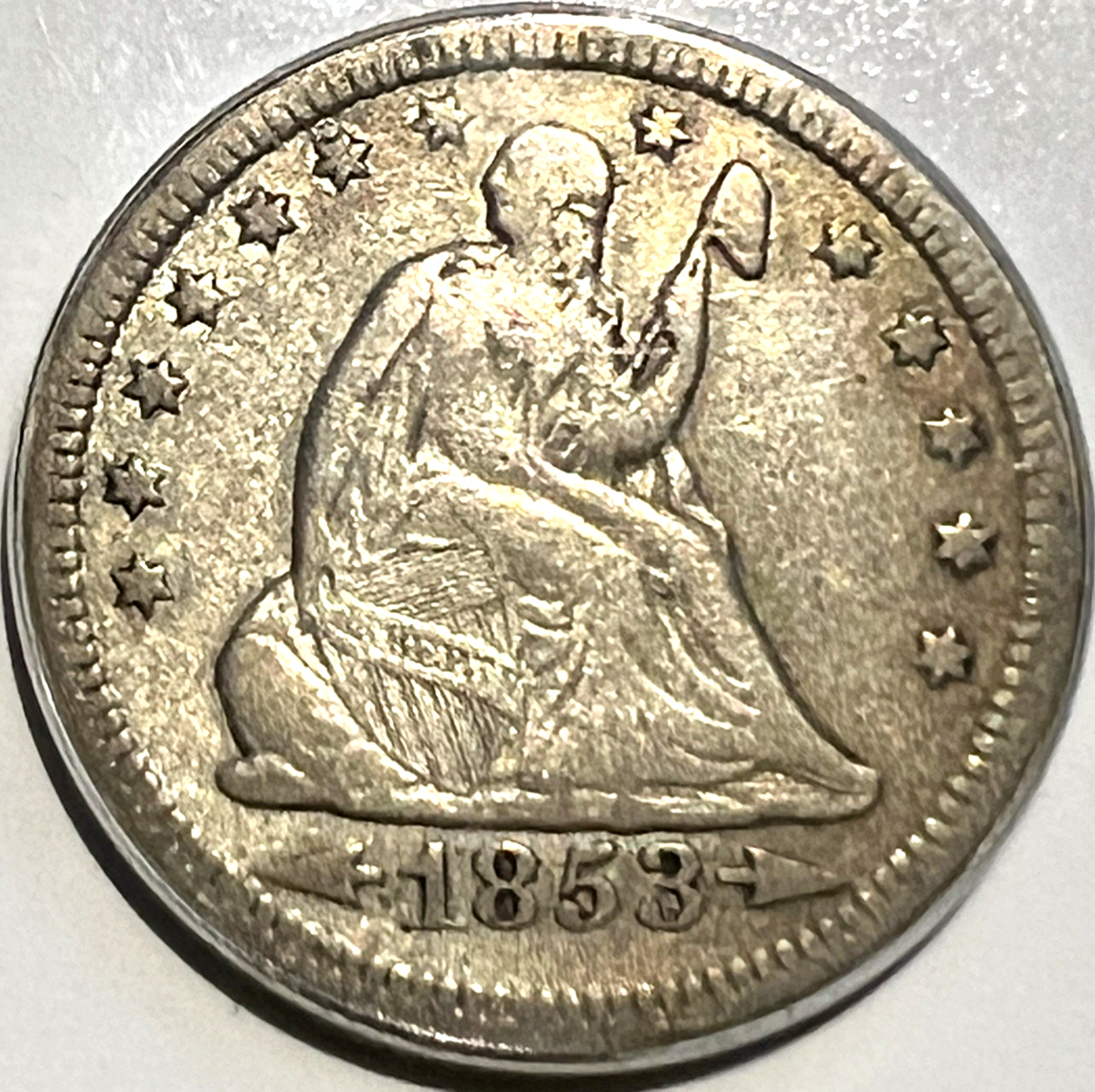 ⭐️ 1853 Arrows and Rays Seated Liberty Quarter VF+ Features Coin 90% Silver 25C
