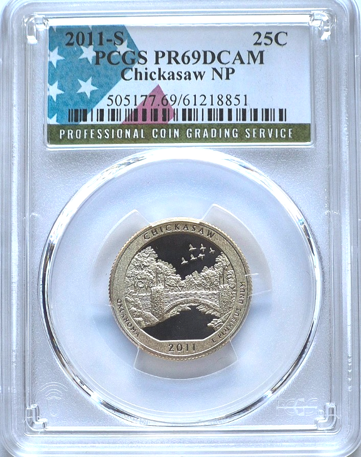 2010 S National Parks 5 Coin Quarter Set PCGS PR69DCAM Special Flag NP Label