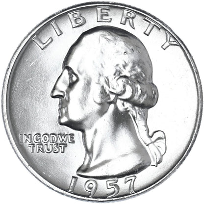 ⭐️ 1957 P Washington Quarter 90% Silver GEM BU ⭐️ Beauty US Coin from OBW Roll