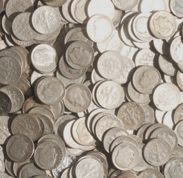 1 U.S. Oz. Bulk Silver Roosevelt Dimes 90% Silver Physical Coin Weight WSHTF