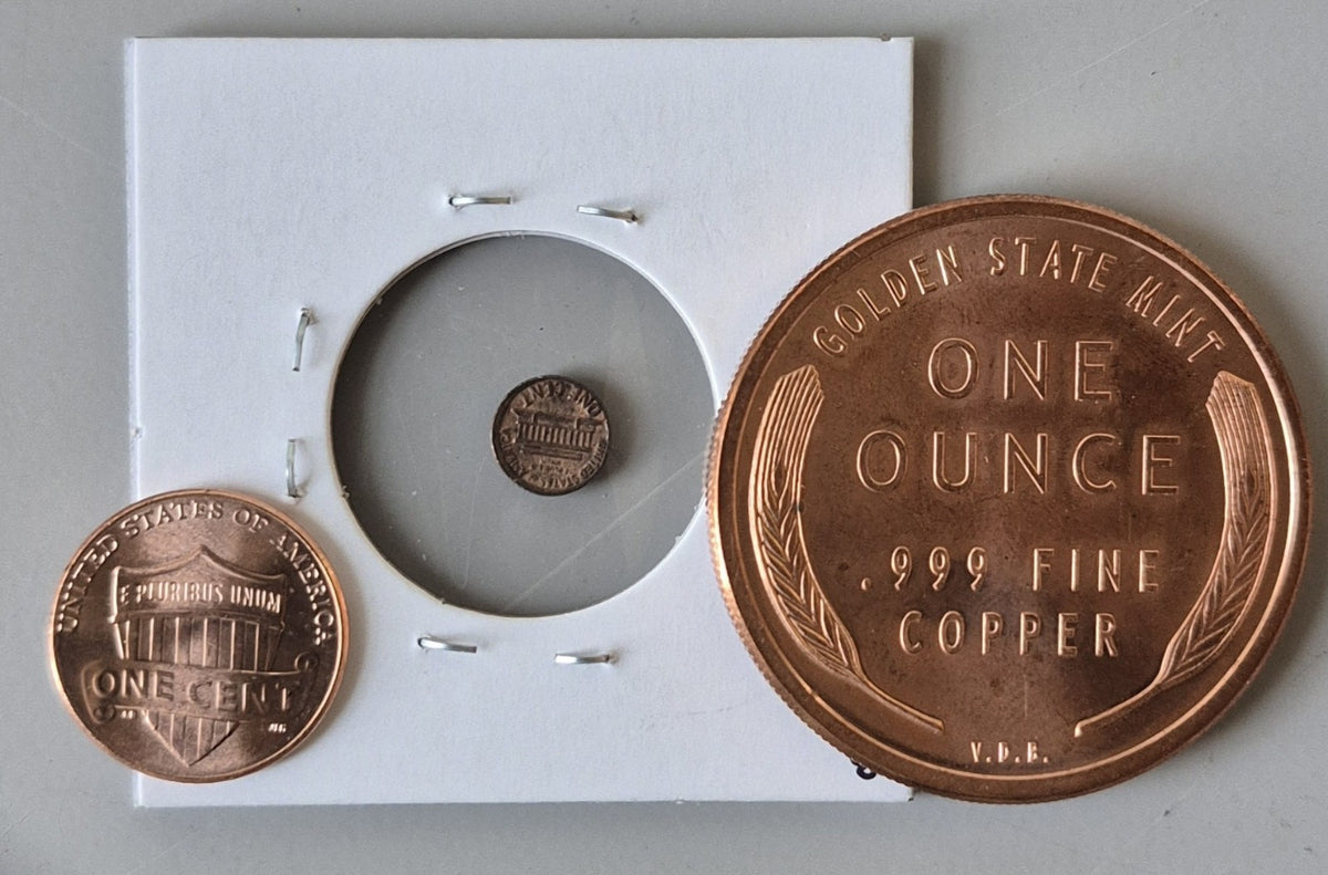 1964 Mini Penny Novelty + 2024-D Lincoln Cent + 1 oz .999 Copper Round Lot of 3