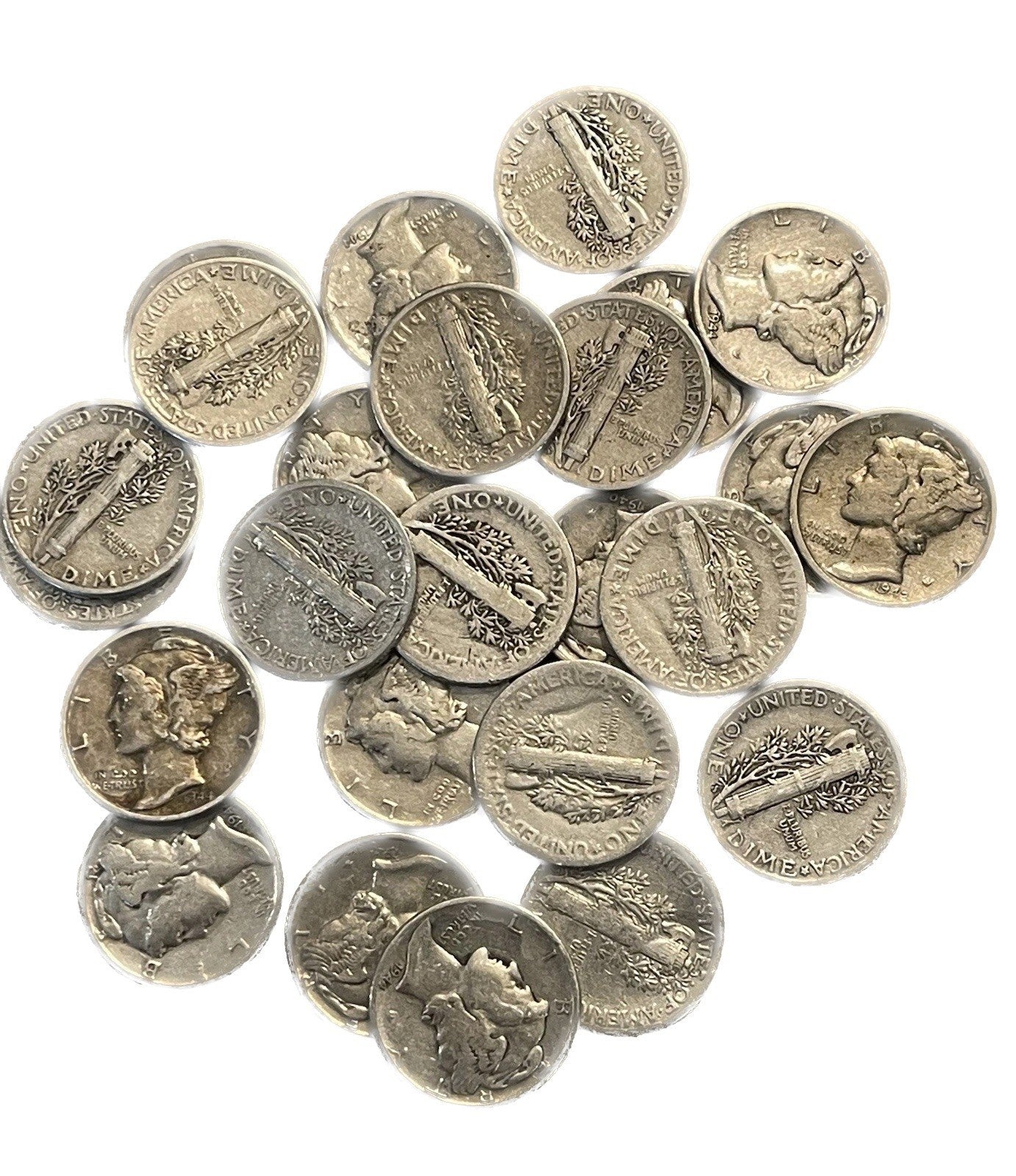 LOT of 3 ~ 90% Silver Mercury Dimes 1916-1945 G-VG Old U.S. Winged Liberty Coin