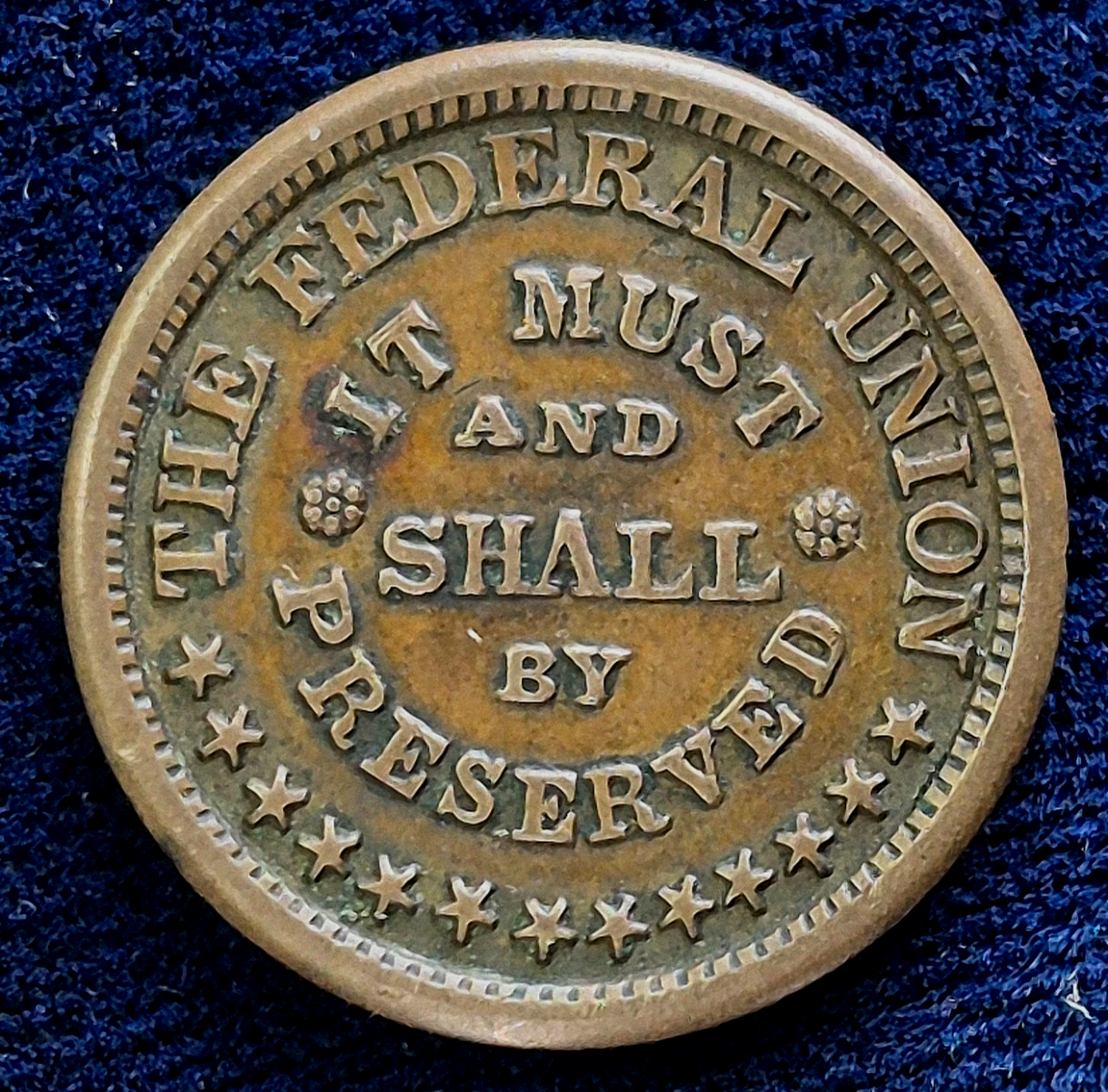 1860's United States CIVIL WAR PATRIOTIC Token ARMY NAVY,  AU+ Features