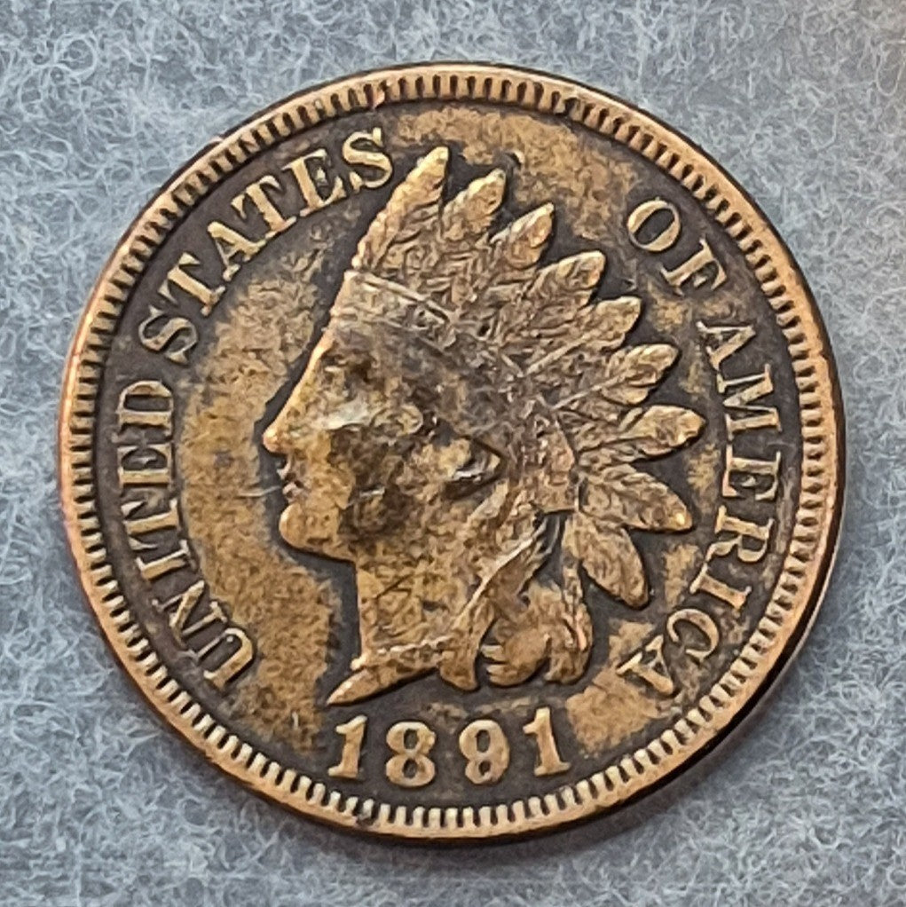 1891 Indian Head Cent Penny 1C VF Very Fine Bronze Philadelphia 19th Century