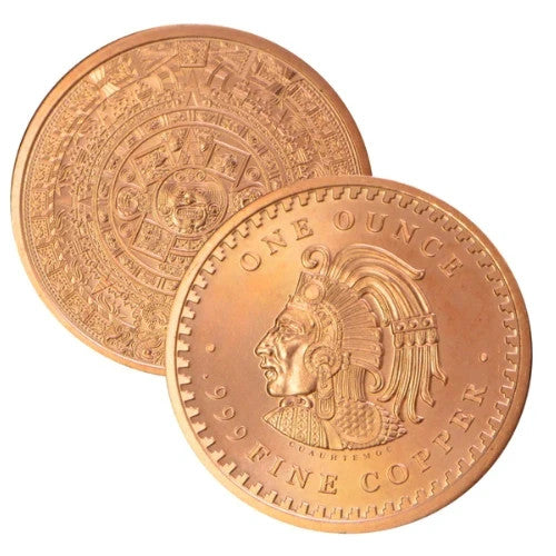 🔥 Cuauhtémoc Aztec Calendar 1 Oz .999 Copper Round Semi-Rare Collectible Coin