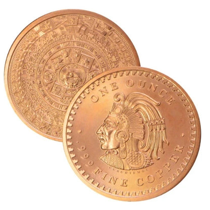 🔥 Cuauhtémoc Aztec Calendar 1 Oz .999 Copper Round Semi-Rare Collectible Coin
