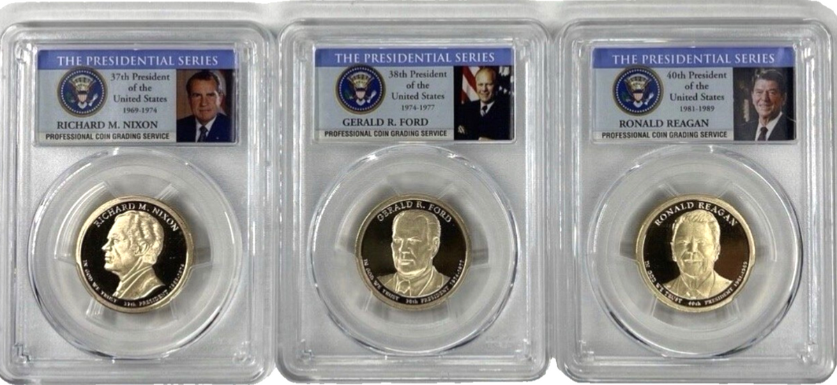 2007-2016 Presidential Dollar Complete Proof Set, 39 Coins PCGS PR69 DCAM with Aluminum Case