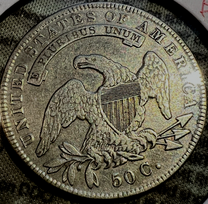 1834 Capped Bust Half Dollar Lettered Edge ROTATED DIE Beaded Border 50c Coin