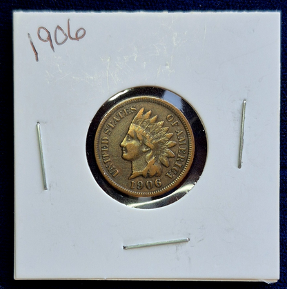 1906 Indian Head Cent Penny, F+/VF Features, LIBERTY, Receive Coin Pictured 1C