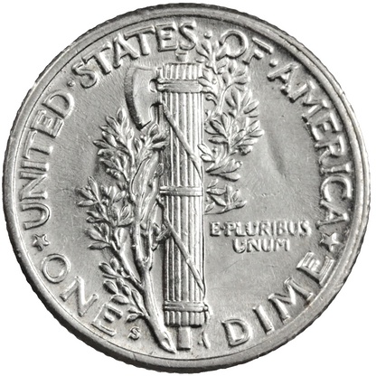 1942 S Mercury Dime BU Brilliant Uncirculated 90% Silver 10c Full Bands Coin