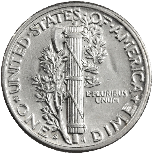 1942 S Mercury Dime BU Brilliant Uncirculated 90% Silver 10c Full Bands Coin
