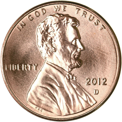 ✅ 2012 D Lincoln Shield Cent BRILLIANT UNCIRCULATED RED Penny US Mint 1c Coin