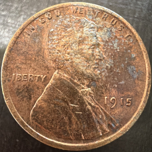 1915 Lincoln Wheat Cent Penny AU/BU Toned Philadelphia Mint Semi-Key US Coin