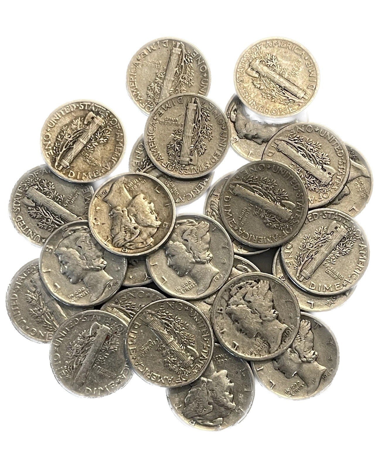 LOT of 3 ~ 90% Silver Mercury Dimes 1916-1945 G-VG Old U.S. Winged Liberty Coin