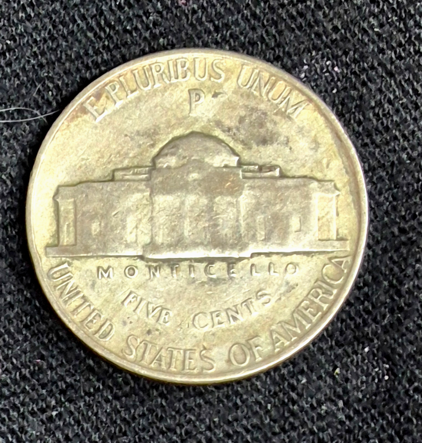1943-P MINT ERROR Jefferson War Nickel 35% Silver Major Retained Delamination 5C