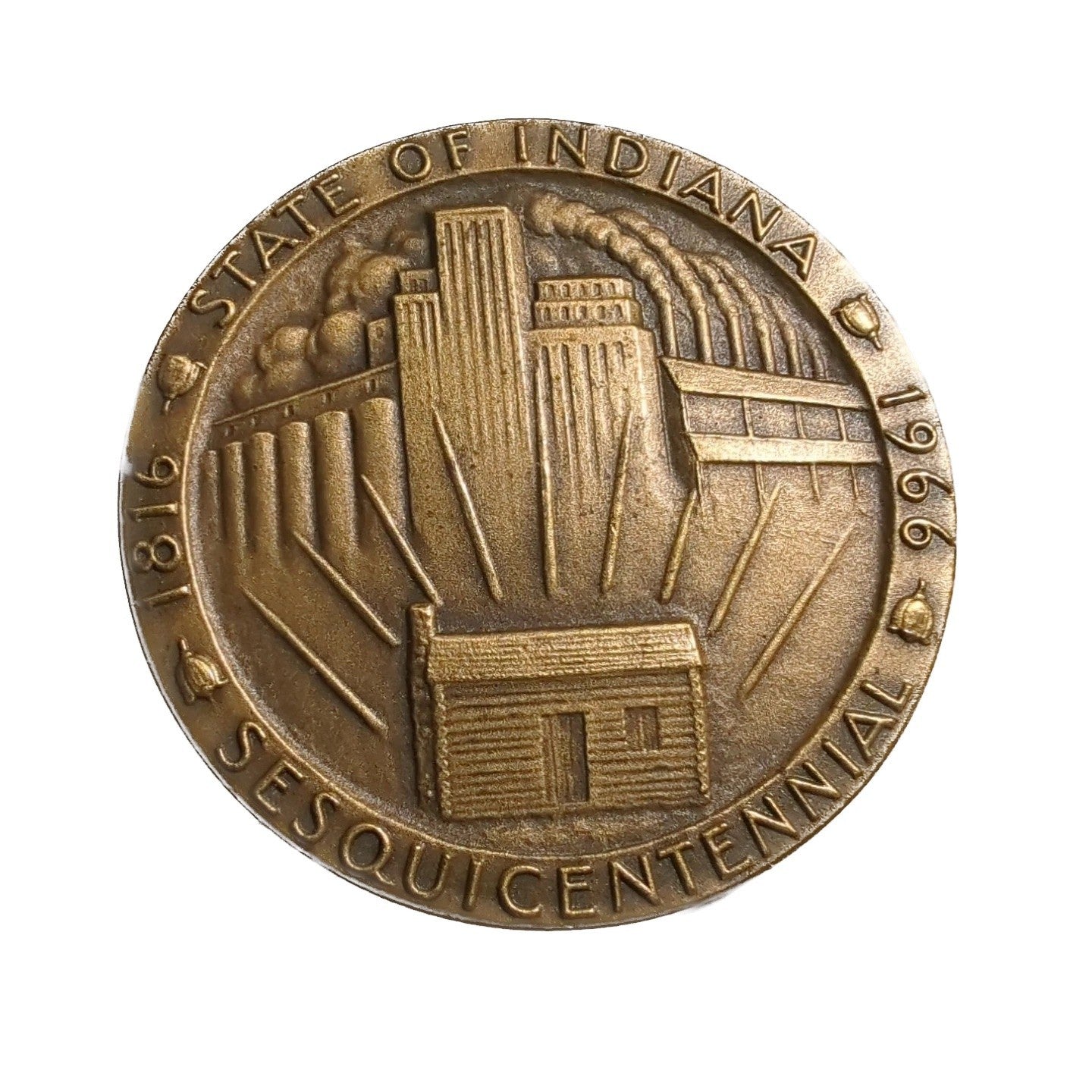 1816 - 1966 Seal of the State Indiana Sesquicentennial Medal Bronze Coin Collect