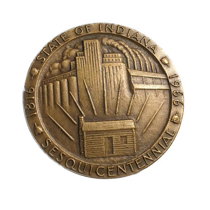 1816 - 1966 Seal of the State Indiana Sesquicentennial Medal Bronze Coin Collect