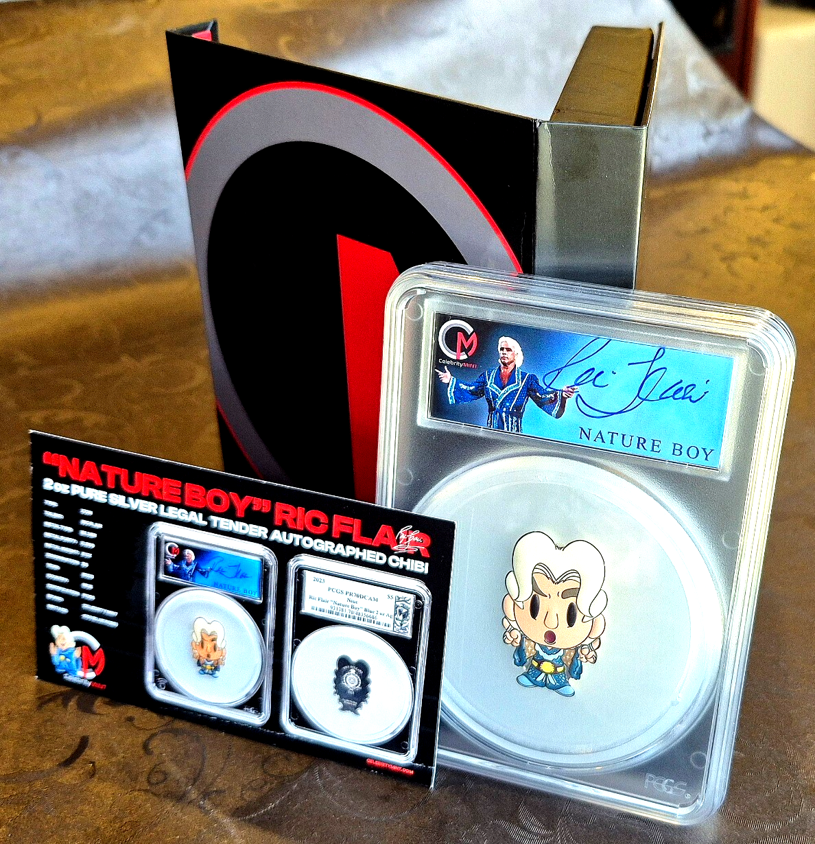2023 Ric Flair Signed Chibi 2oz Silver Coin PCGS PR70 Blue Robe *Only 450 Minted