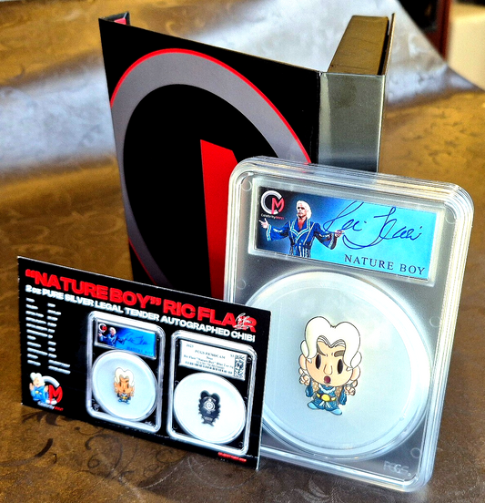 2023 Ric Flair Signed Chibi 2oz Silver Coin PCGS PR70 Blue Robe *Only 450 Minted