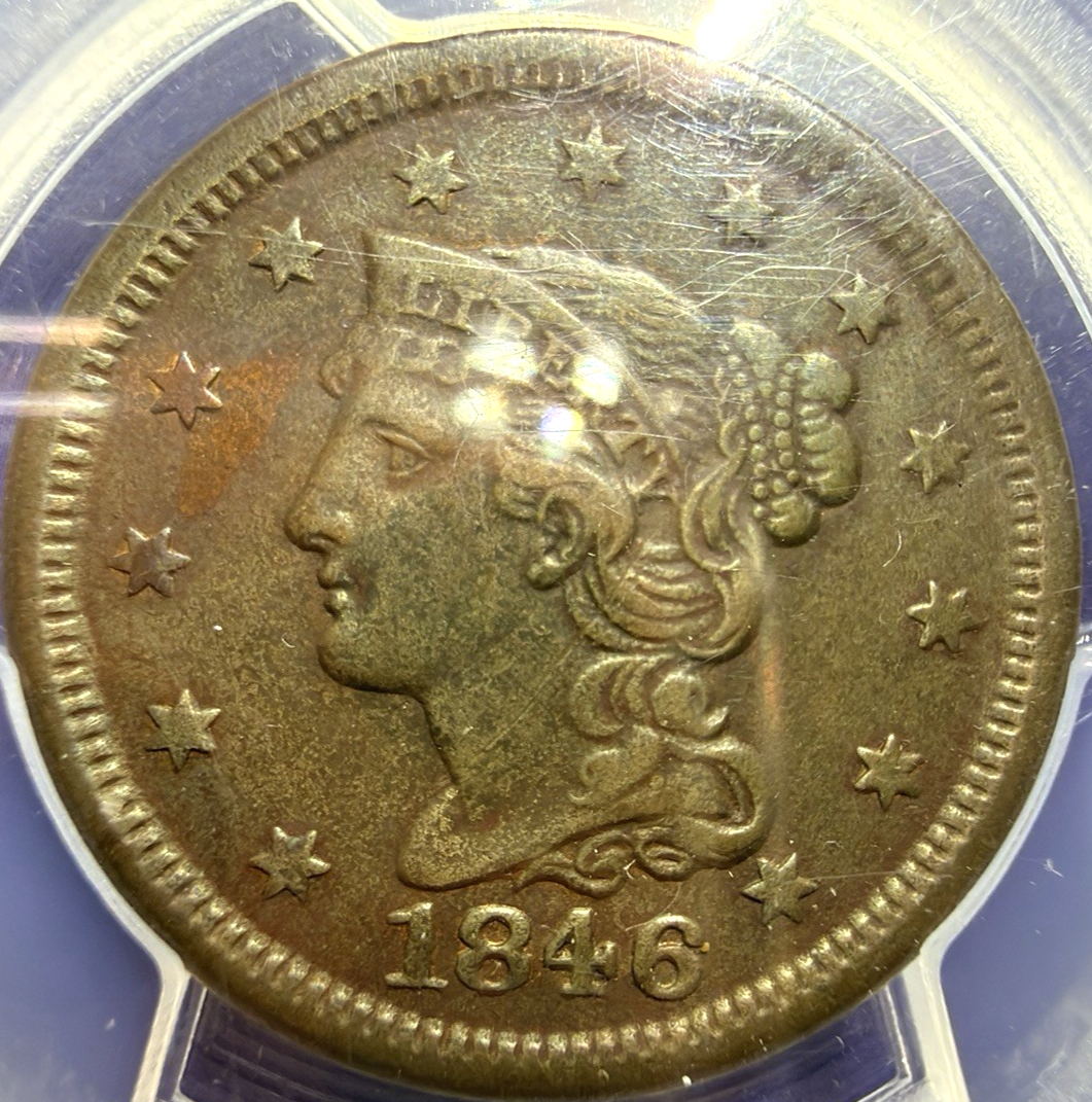 1846 Braided Hair Large Cent PCGS XF Details SMALL DATE 180 Year Old NICE Coin