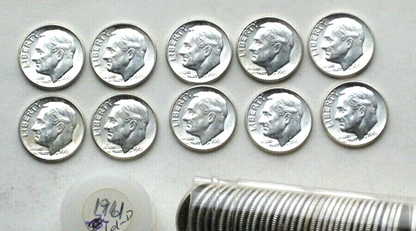 1961-D Roosevelt Dime Roosevelt Dime BU Uncirculated From Original Bank Roll