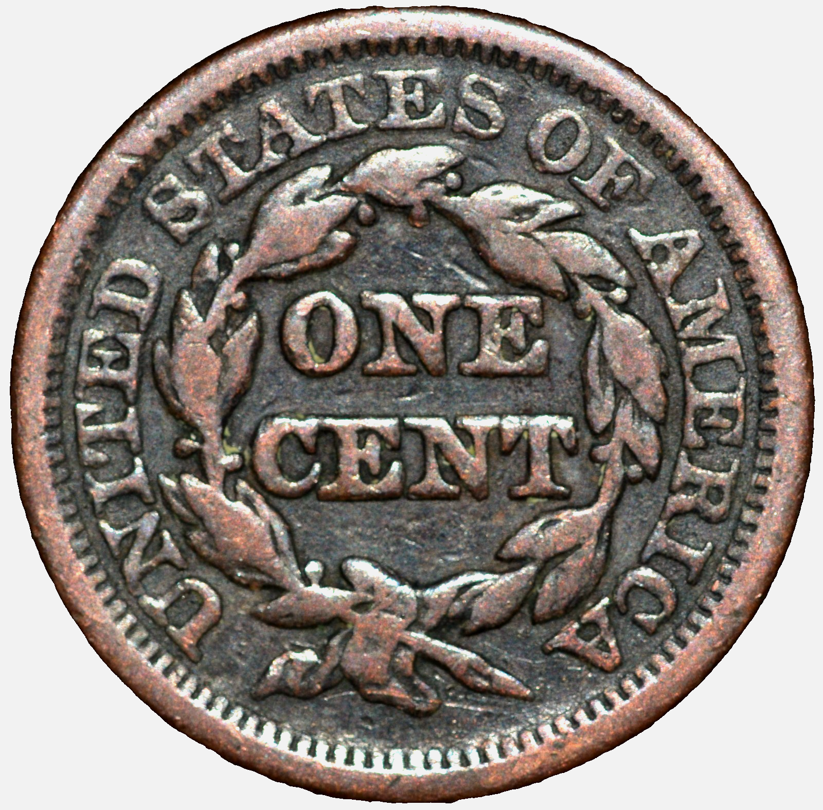 1848 1C BN Braided Hair Cent N20 R2 GSID 1138 Fine-Very Fine Features