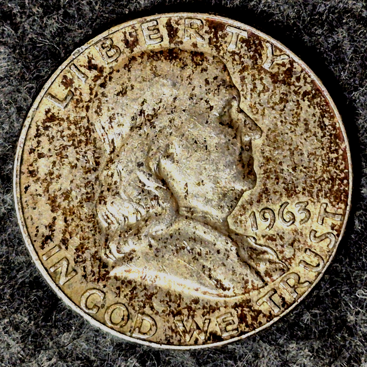 1963-D Franklin Half Dollar 90% Silver XF Extremely Fine Textile Tone Denver 50c